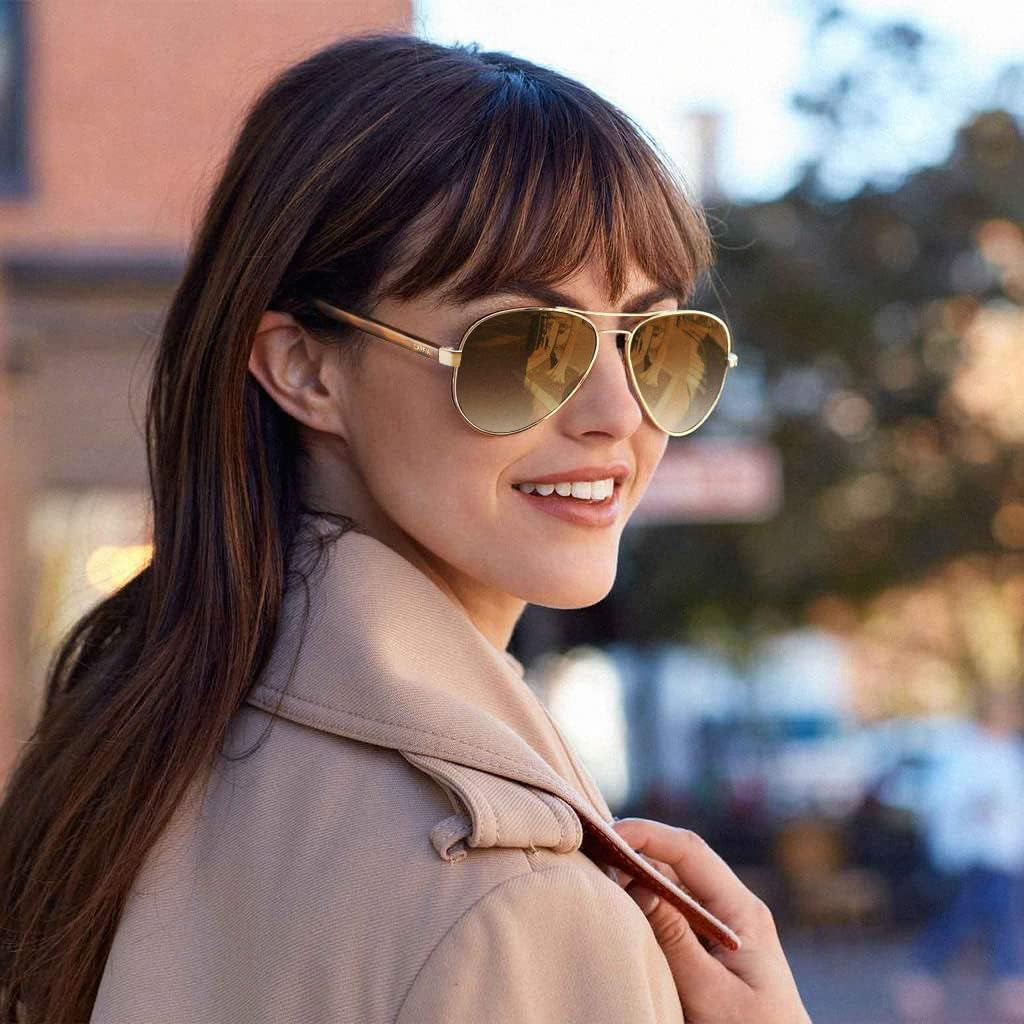 Stylish Polarized Sunglasses for Women - UV Protection, Chic Metal Frame & Acetate Arms - Model CA3216