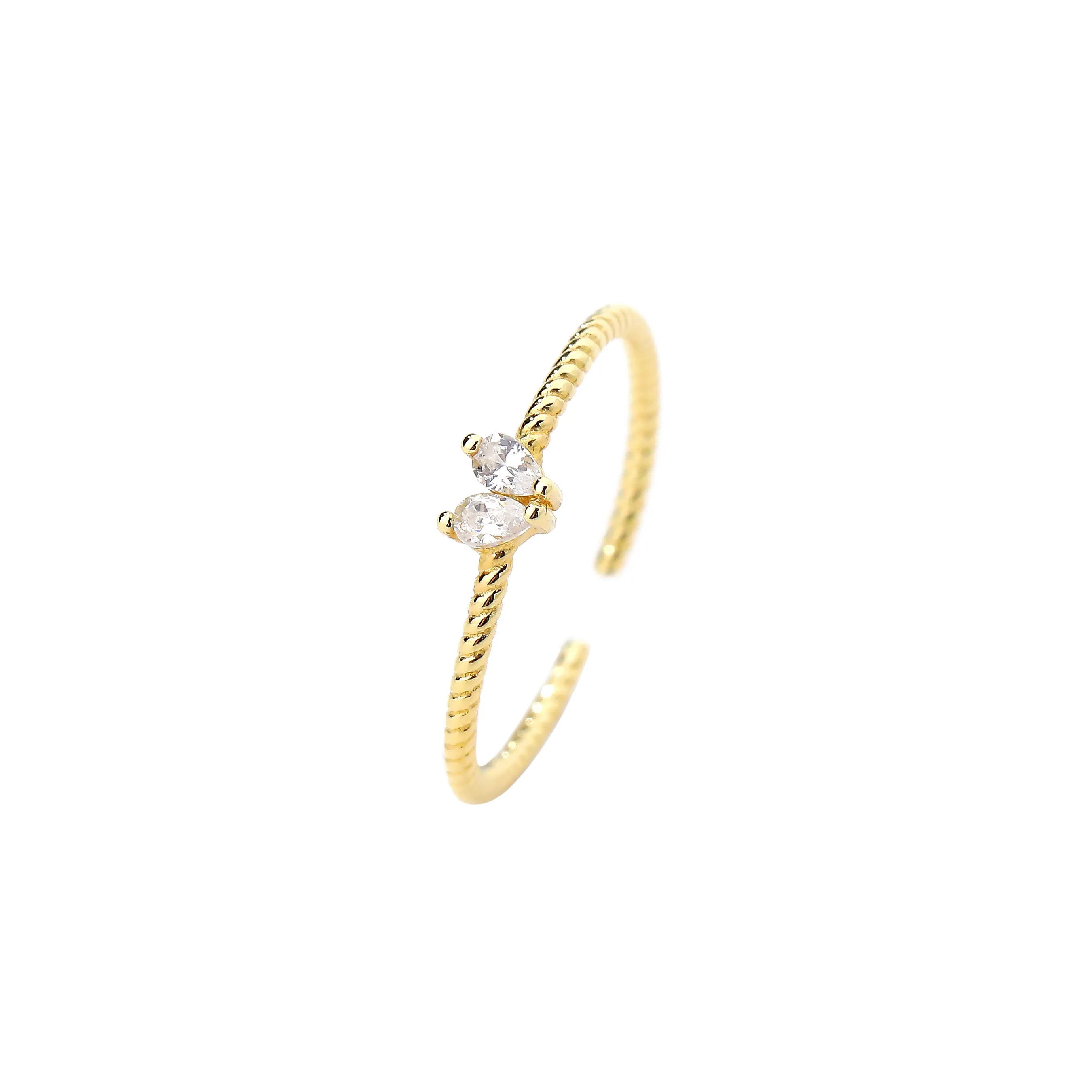 925 Sterling Silver round Zircon - White Marquise Rings