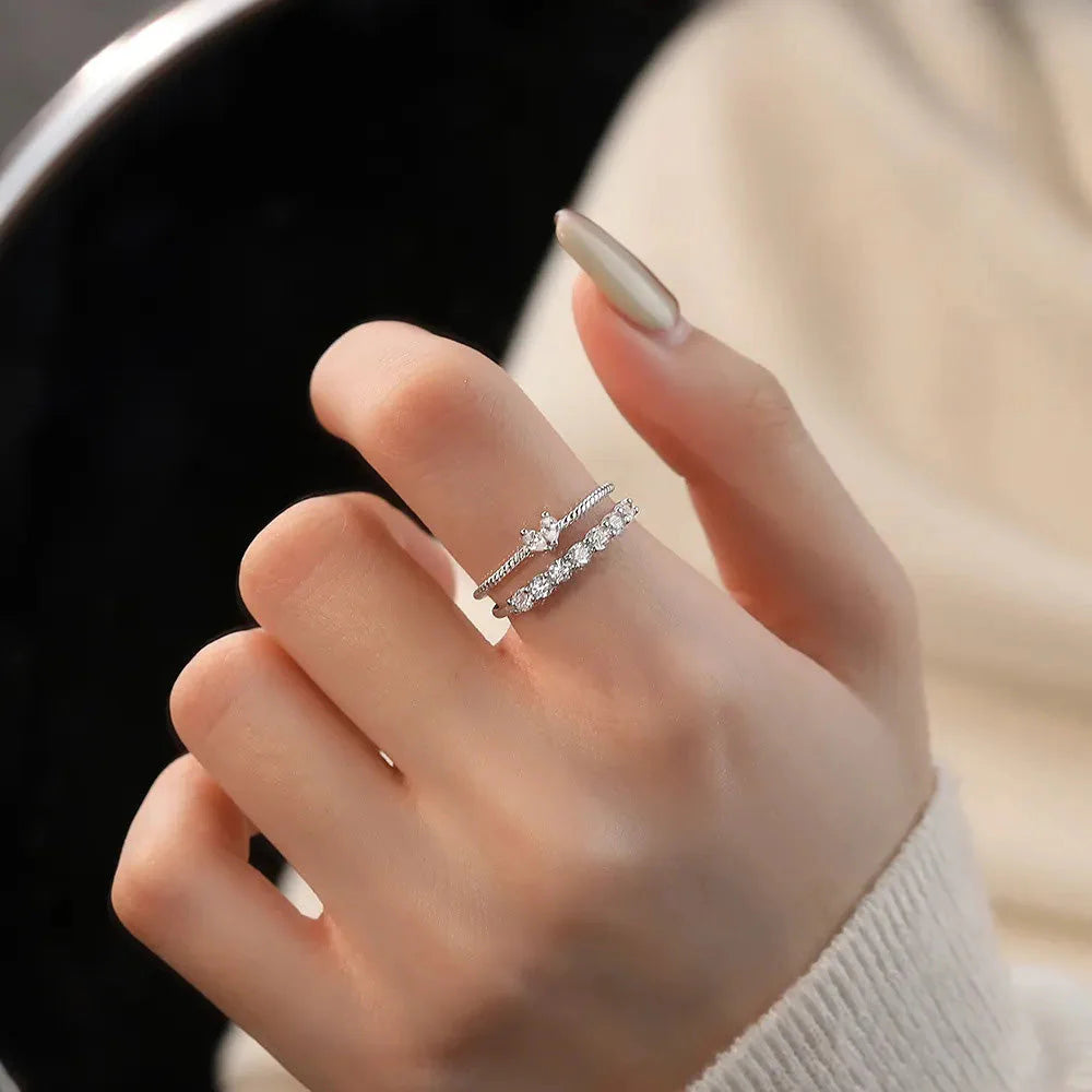 925 Sterling Silver round Zircon - White Marquise Rings