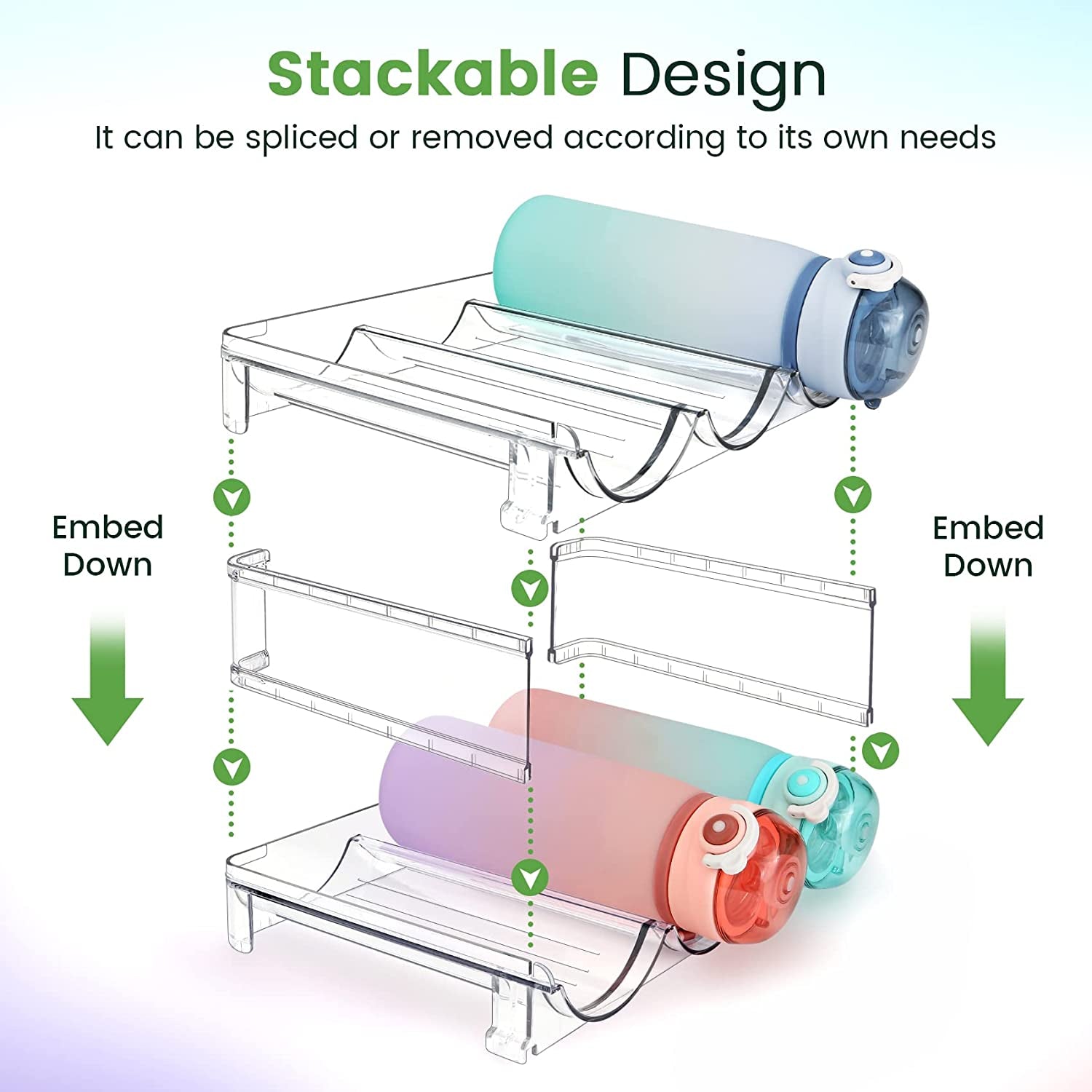 Maximize Your Space with Stackable Water Bottle Organizer - 2 Pack Cabinet Storage Rack
