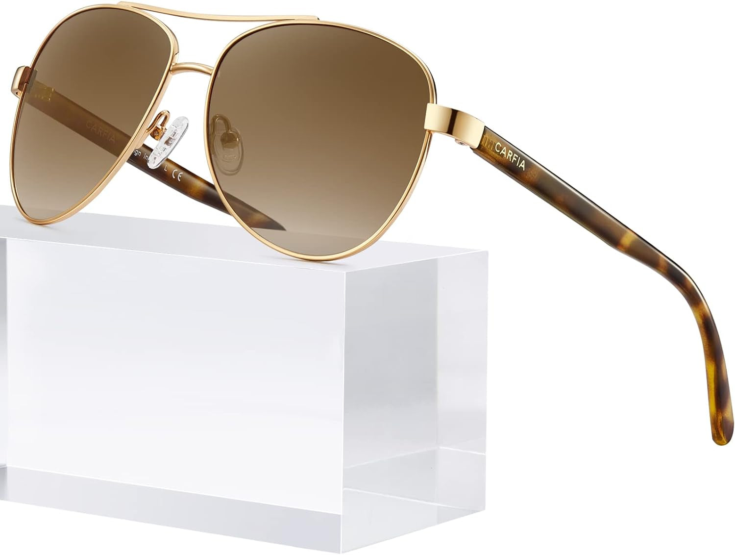 Stylish Polarized Sunglasses for Women - UV Protection, Chic Metal Frame & Acetate Arms - Model CA3216