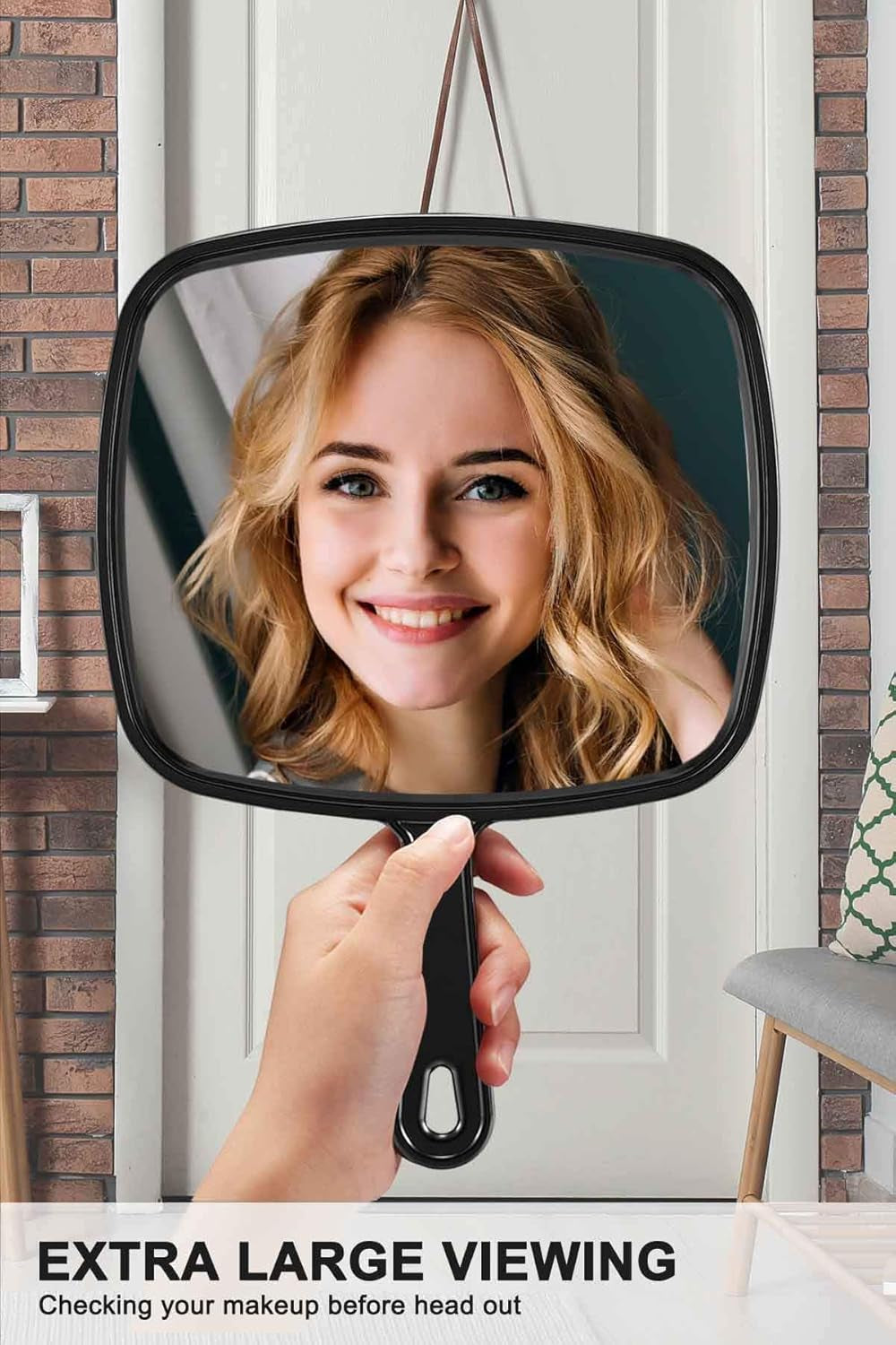 Extra Large Handheld Barber Mirror Set - Pack of 3 for Professional Hairdressing and Salon Use