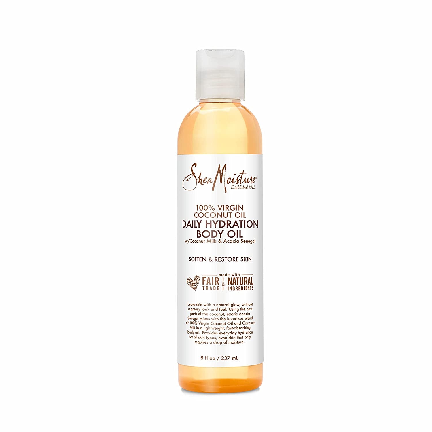 Daily Hydration Body Oil with Virgin Coconut Oil for Dry Skin, Paraben-Free, 8 oz