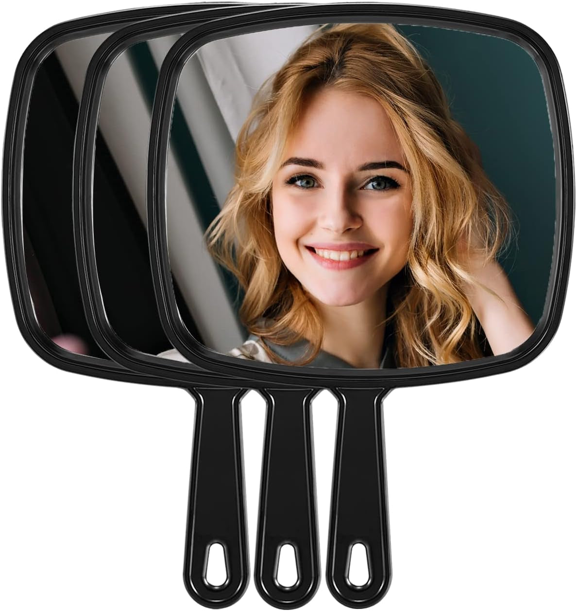 Extra Large Handheld Barber Mirror Set - Pack of 3 for Professional Hairdressing and Salon Use